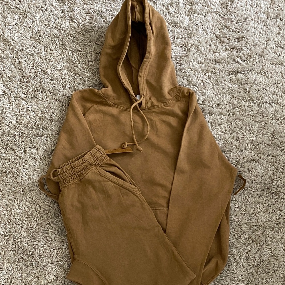Men's Casual Brown Hoodie and Joggers Set